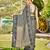Women olive grey silk blend banarasi jacquard woven saree with blouse