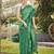 Women emerald green silk blend banarasi jacquard woven saree with blouse
