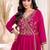 Vichitra silk embroidery & sequins work angrakha style stitched kurta pant dupatta set for women