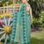 Women sea green silk blend banarasi jacquard woven saree with blouse