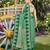 Women emerald green silk blend banarasi jacquard woven saree with blouse
