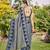 Women steel grey silk blend banarasi jacquard woven saree with blouse
