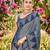 Women steel grey silk blend banarasi jacquard woven saree with blouse