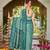 Women sea green silk blend banarasi jacquard woven saree with blouse