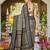 Women olive grey silk blend banarasi jacquard woven saree with blouse