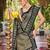 Women olive grey silk blend banarasi jacquard woven saree with blouse