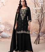 Vichitra silk embroidery & sequins work fancy kurta palazzo dupatta set for women 