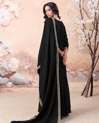 Vichitra silk embroidery & sequins work fancy kurta palazzo dupatta set for women  3