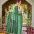 Women emerald green silk blend banarasi jacquard woven saree with blouse