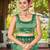 Women emerald green silk blend banarasi jacquard woven saree with blouse