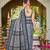 Women steel grey silk blend banarasi jacquard woven saree with blouse