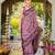 Women dusty mauve silk blend banarasi jacquard woven saree with blouse