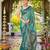 Women sea green silk blend banarasi jacquard woven saree with blouse