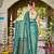 Women sea green silk blend banarasi jacquard woven saree with blouse