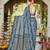 Women teal blue silk blend banarasi jacquard woven saree with blouse