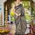 Women olive grey silk blend banarasi jacquard woven saree with blouse