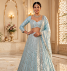 sky blue color Embroidery Coding Work Heavy Foil Mirror Work Silk blend Lehenga Choli Set