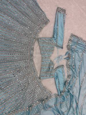 sky blue color Embroidery Coding Work Heavy Foil Mirror Work Silk blend Lehenga Choli Set 4
