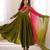 Olive roman silk blend embroidered anarkali gown set