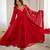 Red georgette khatli mirror work gown set with dupatta