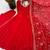 Red georgette khatli mirror work gown set with dupatta