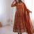 Rust orange georgette embroidered anarkali gown set with dupatta
