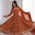 Rust orange georgette embroidered anarkali gown set with dupatta