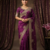 Maganta Color Embroidery And Sequance Work Satin Saree