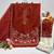 Red silk blend semi stitched suit with embroidery work