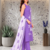 Lavendar embroidered sleeveless kurti set with trousers and white contrast dupatta