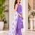 Lavendar embroidered sleeveless kurti set with trousers and white contrast dupatta