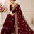 Maroon Color Embroidery And Sequance Work Satin Saree