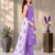 Lavendar embroidered sleeveless kurti set with trousers and white contrast dupatta