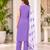 Lavendar embroidered sleeveless kurti set with trousers and white contrast dupatta