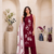 Red embroidered sleeveless kurti set with trousers and white contrast dupatta