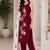 Red embroidered sleeveless kurti set with trousers and white contrast dupatta