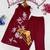 Red embroidered sleeveless kurti set with trousers and white contrast dupatta