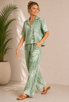 Women green  printed co-ord set 1