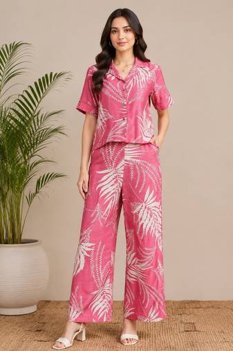 Women pink printed co-ord set