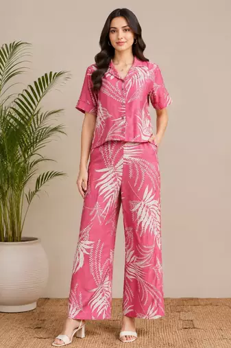 Women pink printed co-ord set