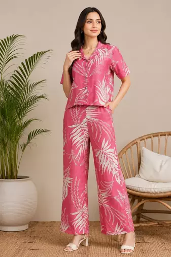 Women pink printed co-ord set