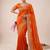 Orange Color Embroidery And Sequance Work Satin Saree