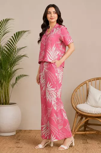 Women pink printed co-ord set