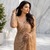 Beige color sequins and Beads Embroidery Work with fancy latkan net saree