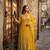 yellow color embroidery sequin work georgette gown set