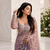 lavender color sequins and Beads Embroidery Work with fancy latkan net saree
