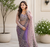 lavender color sequins and Beads Embroidery Work with fancy latkan net saree