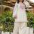 Women off white & pink floral embroidered farshi salwar suit set