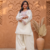 Women off white & pink floral embroidered farshi salwar suit set