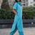 Sky blue cotton plain kurta afghani pant set